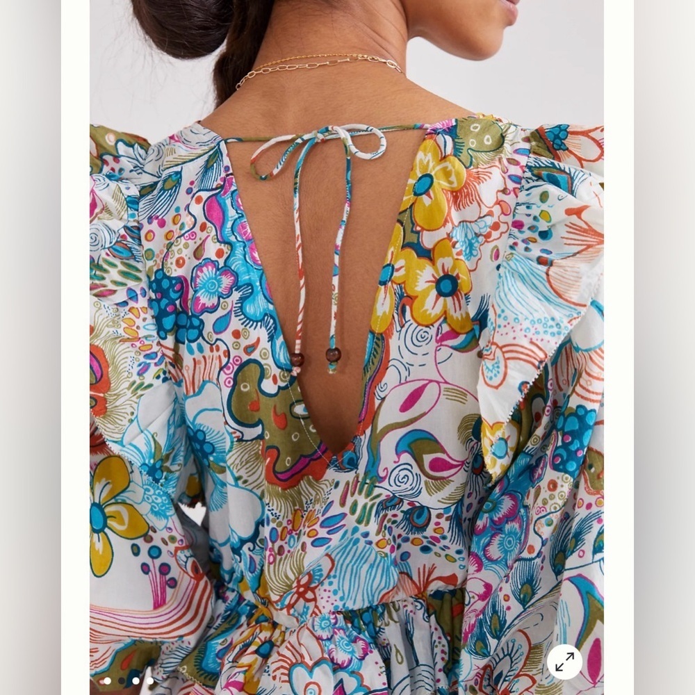 Love The Label | Anthropology| Regan Floral Peplum Blouse, Puff Sleeve, Size M - Picture 3 of 13